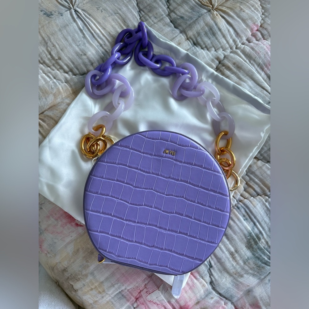 JW PEI Lavender Croc-Embossed Crossbody Bag